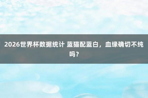 2026世界杯数据统计 蓝猫配蓝白,血缘确切不纯吗?