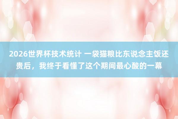 2026世界杯技术统计 一袋猫粮比东说念主饭还贵后，我终于看懂了这个期间最心酸的一幕