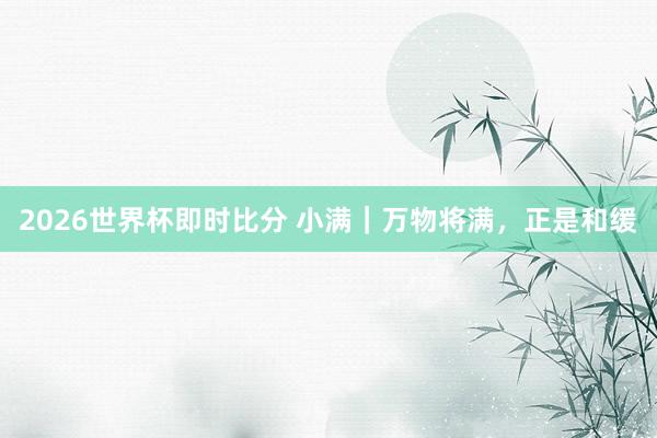 2026世界杯即时比分 小满|万物将满,正是和缓