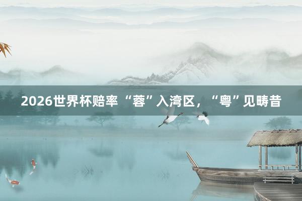 2026世界杯赔率 “蓉”入湾区,“粤”见畴昔