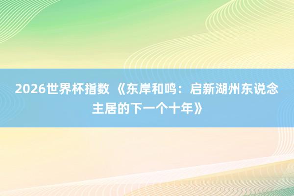 2026世界杯指数 《东岸和鸣：启新湖州东说念主居的下一个十年》