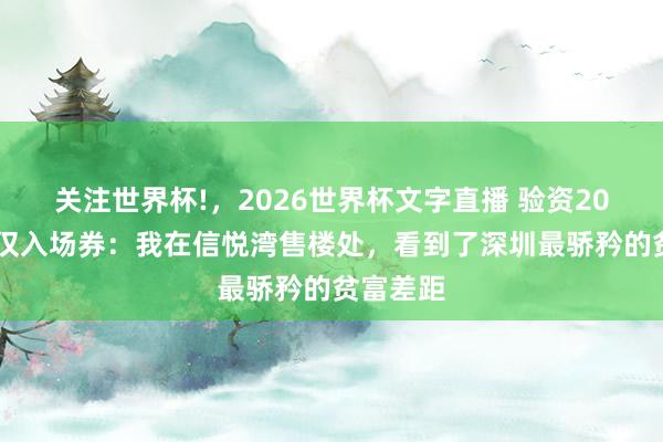 关注世界杯!,2026世界杯文字直播 验资2000万仅仅入场券:我在信悦湾售楼处,看到了深圳最骄矜的贫富差距