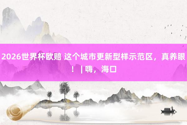 2026世界杯欧赔 这个城市更新型样示范区，真养眼！ | 嗨，海口