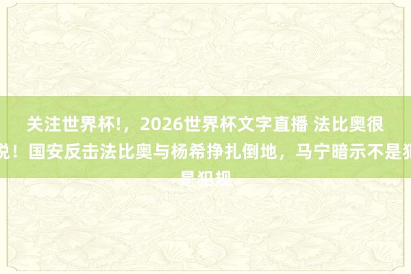 关注世界杯!，2026世界杯文字直播 法比奥很不悦！国安反击法比奥与杨希挣扎倒地，马宁暗示不是犯规