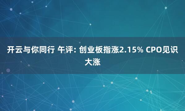 开云与你同行 午评: 创业板指涨2.15% CPO见识大涨