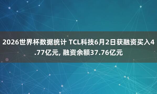 2026世界杯数据统计 TCL科技6月2日获融资买入4.77亿元， 融资余额37.76亿元