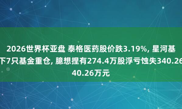 2026世界杯亚盘 泰格医药股价跌3.19%， 星河基金旗下7只基金重仓， 臆想捏有274.4万股浮亏蚀失340.26万元