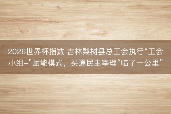 2026世界杯指数 吉林梨树县总工会执行“工会小组+”赋能模式，买通民主宰理“临了一公里”
