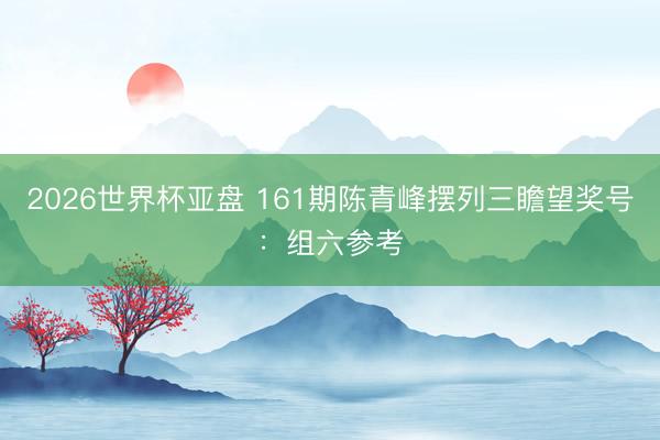 2026世界杯亚盘 161期陈青峰摆列三瞻望奖号：组六参考